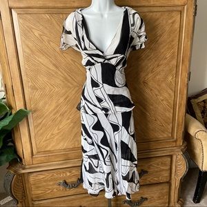 Tempo Paris black white print 2pc sheer skirt Set